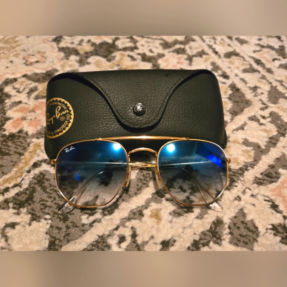 RAY-BAN 3848 the Marshall blue & gold Sunglasses ! 👓 💙🤎💙